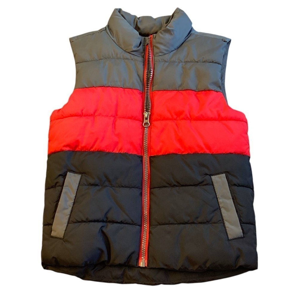 Boys Sonoma Cozy Soft Micro-fleece Lined Puffer Vest, Size 6 Black Grey Red